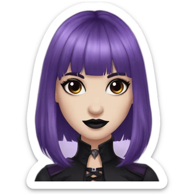 Elissabat-with-bangs-long-hair-dark-purple-and-black-vampire-goth-makeup-pinkeyes-romanticgothcloses- sticker