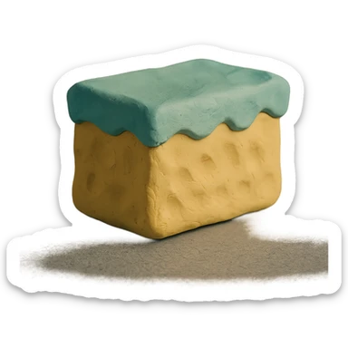 cleaning sponge in claymation style, pastel colors, visible fingerprints sticker