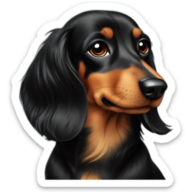 a black and tan long haired dachshund sticker