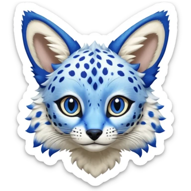 Cobalt-blue, sapphire-spotted, white-bellied, exotic Serval-sergal-Trico-fusion-animal-hybrid sticker