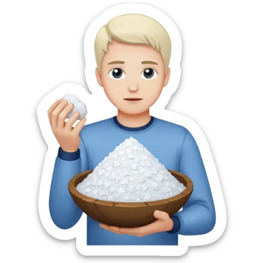 Man with mound of salt sticker