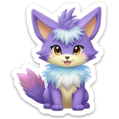 Anthro Scalie Fluffy Cool Cute Magical Shiny Colorful Pastel Sparkle Kemono-style Chibi Fantasy-Animal-Fakémon-Pokémon-Hybrid Fur Sona Aesthetic Full Body sticker