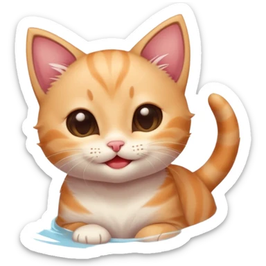A kitten feeling a whirlpool of happiness. Blushing and feeling in love, grinning and smiling and making a kissy face. Something sweet and perfect to send to someone you love, not a familiar love something more deep and profound sticker