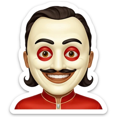 Emoji de la película La casa de papel máscara y la ropa rojo y la máscara color crema  realista  sticker