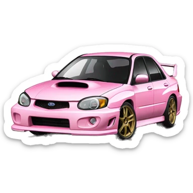 baby pink 2004 wrx impreza with white wheels sticker