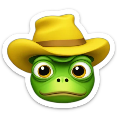 pepe the frog wearing a pointy yellow hat sticker