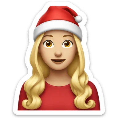 blonde girl with red hat like santa clause sticker