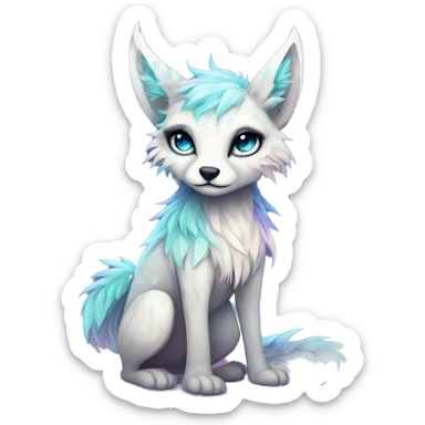 Cool cute Kawaii edgy ethereal futuristic modern fantasy animal sparkle fursona Fionbri creature by griffsnuff & LiLaiRa & Falvie full body sticker