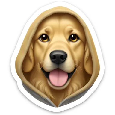 Golden retriever wearing a hoodie sticker