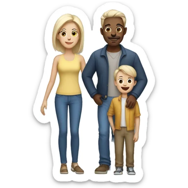 Family with mom and dad with two boys white skin sticker