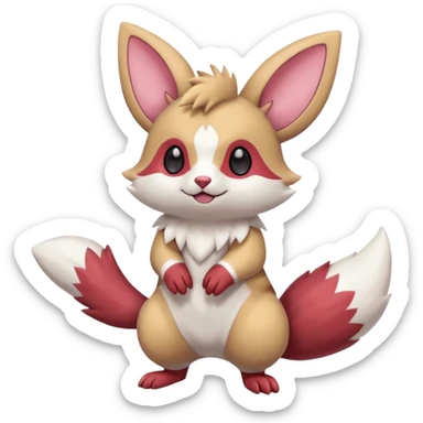 Cute adorable pastel Furret-Minccino-Zangoose-Buizel-hybrid-fusion, full body sticker