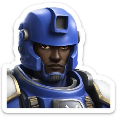 Ultramarine 40k with a white helmet sticker
