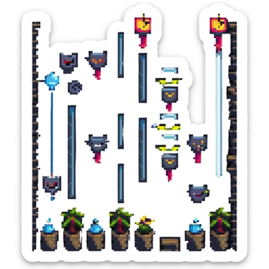 geometry dash game level with spikes sticker