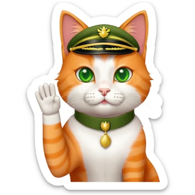 Cat saluting sticker