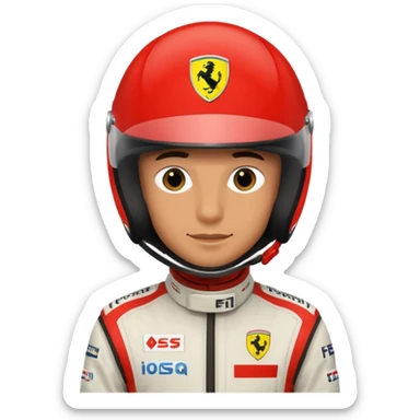 ferrari f1 driver headshot with helmet sticker