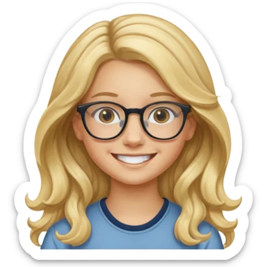 Fille 13 ans qui a des cheveux long et blond et wavy avec des lunettes sticker
