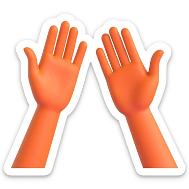 A 3D yellow apple emoji-style illustration of two open hands, positioned side by side and angled to the right, as if they are pushing something like a swing. Add motion lines behind the hands to the left to show a rightward pushing movement. Clean cartoon style, minimal background sticker