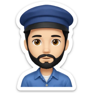 generate a fair pretty bratz boy wearing a dark blue cap and  button up shirt. Handsome

bearded and handsome

hair black long sticker