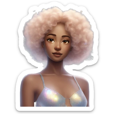 Holographic angel flying with huge wings glitter freckles ethereal sticker