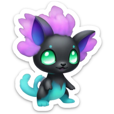 Cute cool black nebula green blue purple pink animal hybrid Fakemon full body sticker