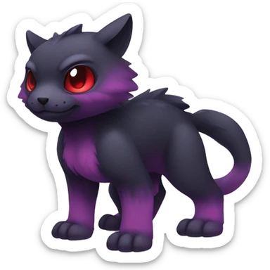 Cute cool dark black red purple animal hybrid Fakemon full body sticker