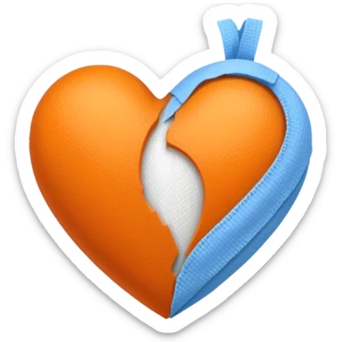 Half blue half orange heart split vertically add a white gauze bandage wrapped around the heart  sticker
