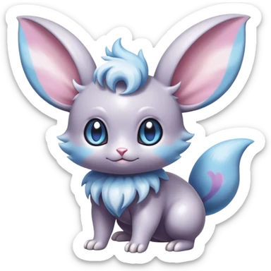 Shiny Vibrant Colorful Rare Minccino-Espurr-Cinccino-creature-hybrid sticker