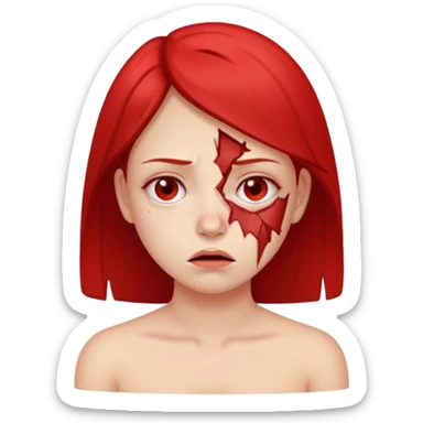 Girl with Damaged skin barrier: irritates, redness, dry sticker