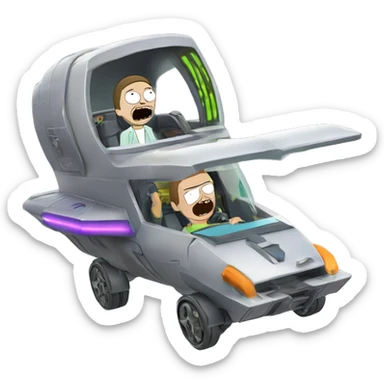 Hot wheel Rick and Morty flying in spaceship to citadel  sticker