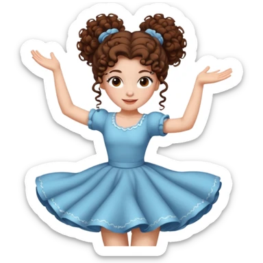 girl with big curly hair in a bun dancer brunette, white, freckles and brown eyes sticker