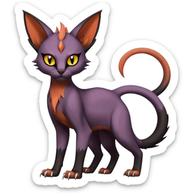 Black edgy Noivern-Purloin-Torracat-Sphynx-Lykoi-Caracal-cat-Fakemon-fusion-hybrid-creature sticker