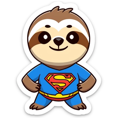 Sloth from The Goonies movie with deformed face and superman t-shirt sticker