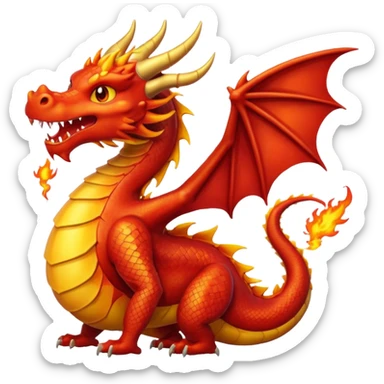 The dragon is breathing fire. sticker