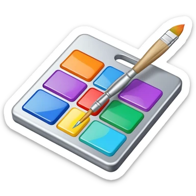 emoji of a paintbrush merging with a computer chip sticker