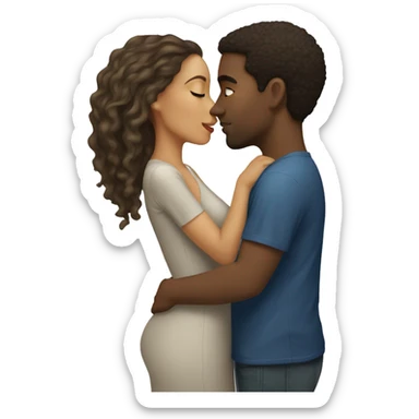 light skin man with a light skin woman kissing  sticker