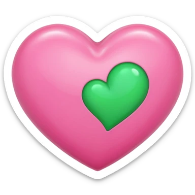 Pink heart with smaller green heart sticker
