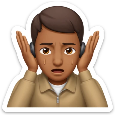 person covering ears, wincing in pain because the sound is terribly loud sticker