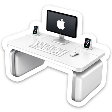 White desk gaming table setup, gaming aesthetic sticker