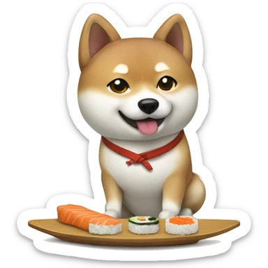 Shiba Inu dog eating sushi  sticker