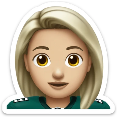  White female brunette wearing Philadelphia Eagles jersey sticker