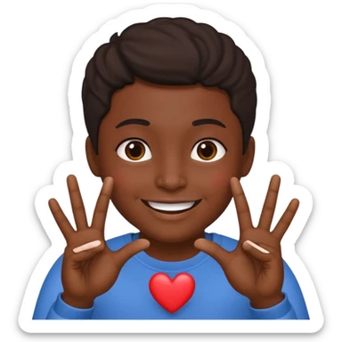 Dark skinned person making a Korean heart with his fingers sticker