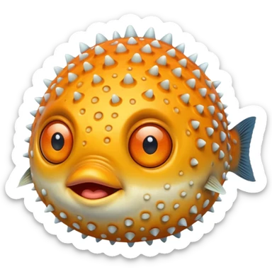 puffer fish, only eye, apple emoji style sticker