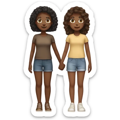 two brown skin girls full body holding hands  sticker