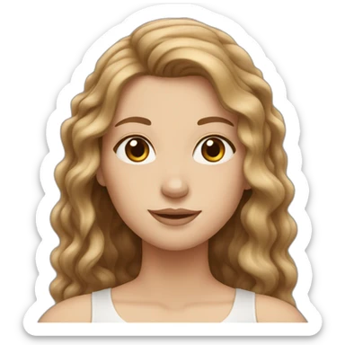 white Girl with brown long wave hair sticker