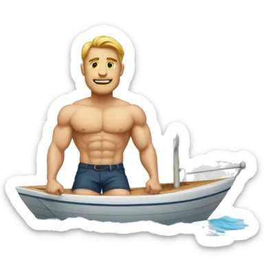 white man muscular in sailboat  sticker
