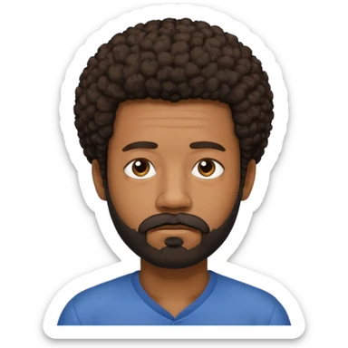 black man with beard, mustache, and short afro sad sticker