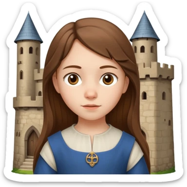 Petite fille villageoise brune à la peau blanche de 8 ans à l'époque du Moyen âge. sticker