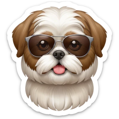 white and brown shih tzu wearing sunglasses looking cool sticker