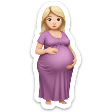 very heavily pregnant overdue woman with very large belly  sticker