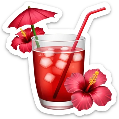 coconut drink with red flowers and summer vibe sticker